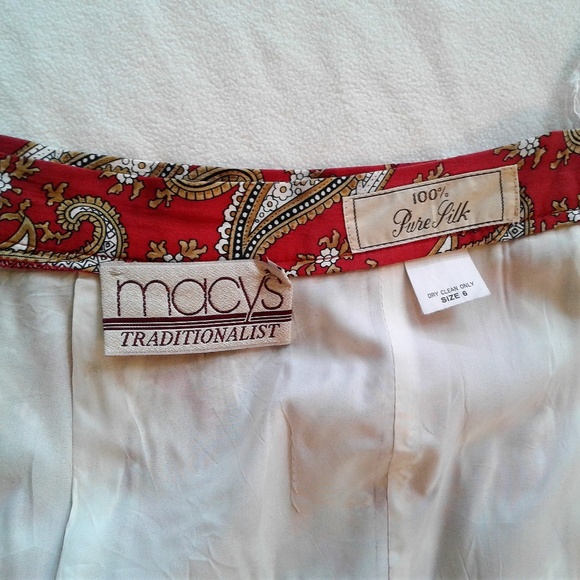 SOLD! Vintage Macy's Silk Red Paisley Maxi Skirt - Picture 4 of 8